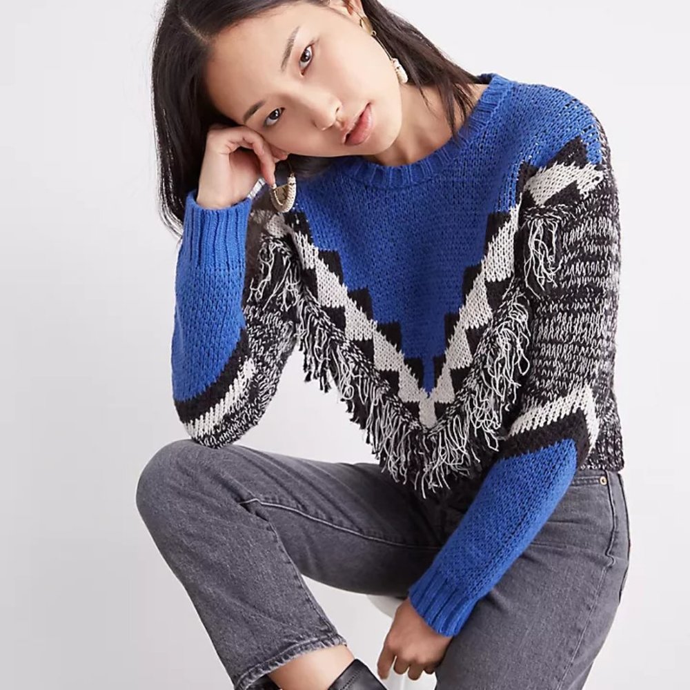 Anthropologie Miska Fringed Sweater new with tag - Picture 1 of 9